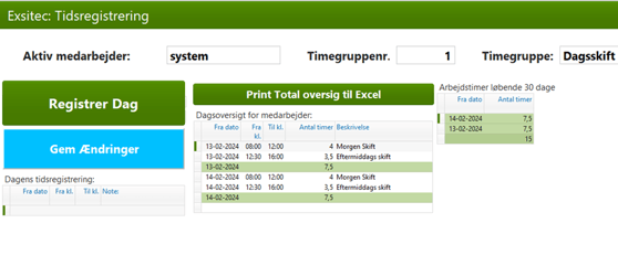 stempel ind og ud med timegruppe ny